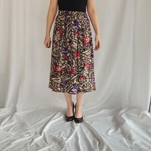 90s‎ Floral Rayon Midi Skirt